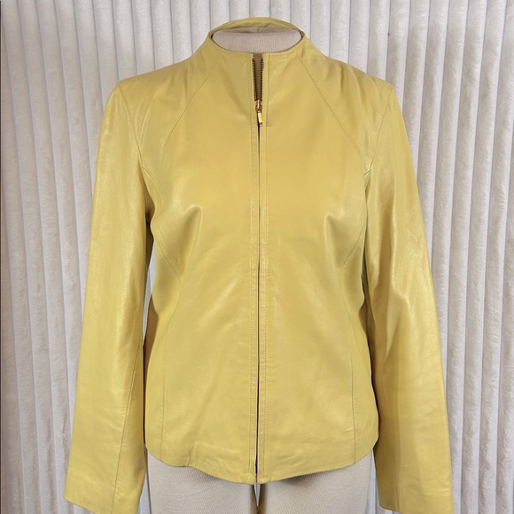 Yvonne Le Marie lamb leather collarless jacket size 8 - Picture 1 of 8